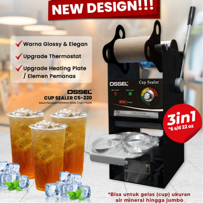 OSSEL Mesin Press Gelas Plastik 22OZ Cup Sealer Tutup Gelas Plastik 22oz OSSEL