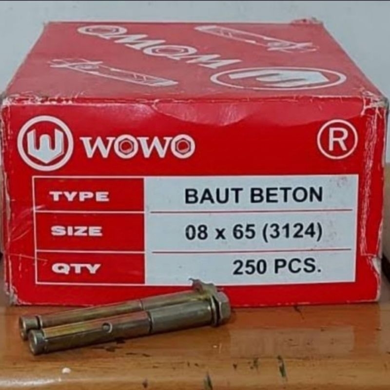 Dynabolt 8x65 wowo, harga per biji, dynabolt wowo.