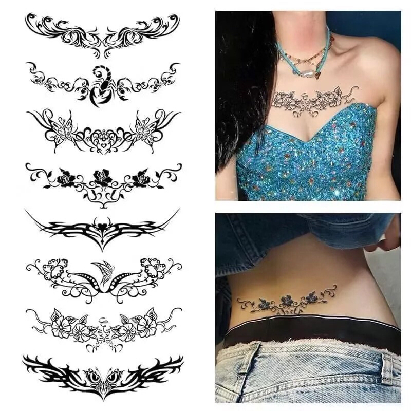 AR~stiker tato badan temporary tatto kupu kupu pita tato sementara tato temporer