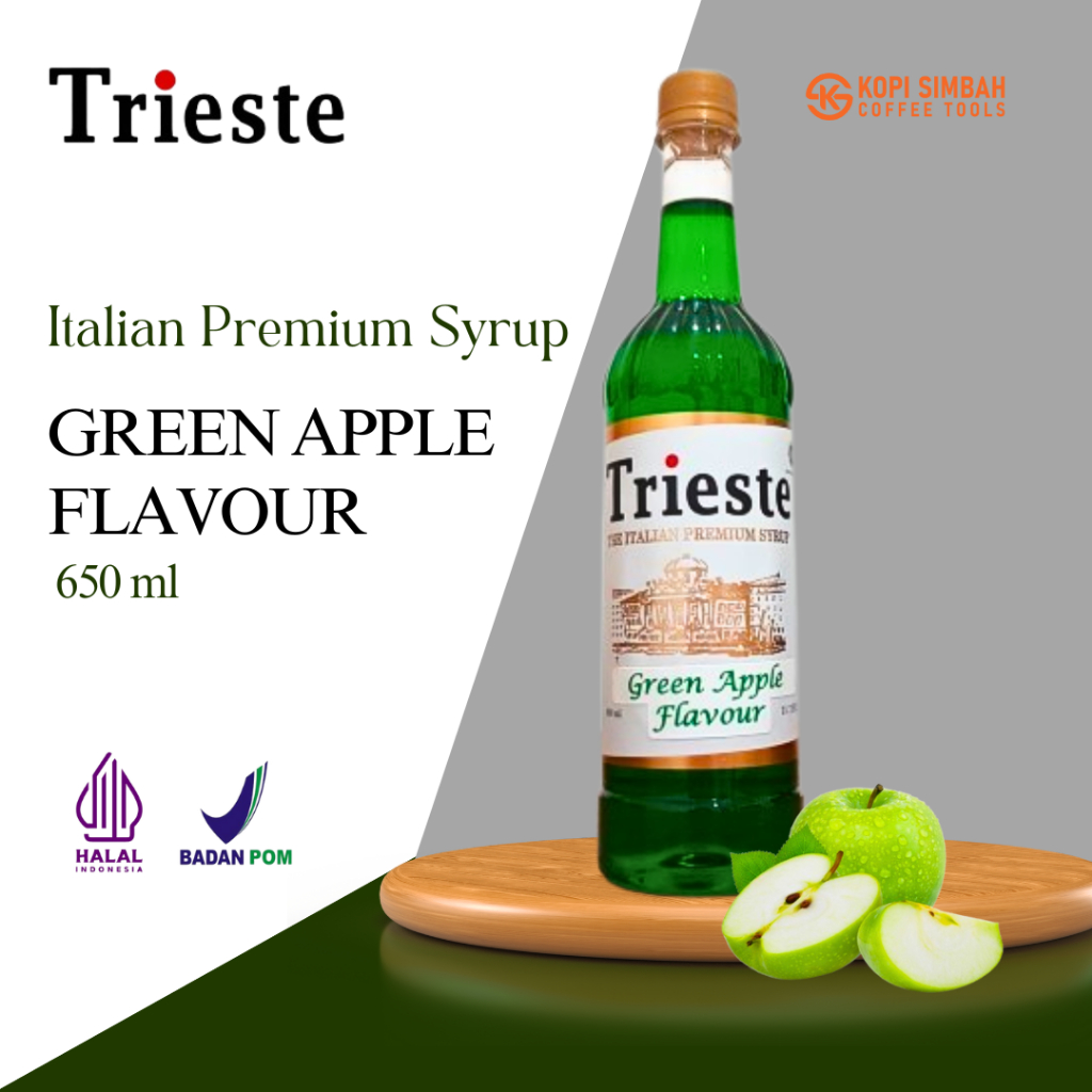 

Syrup TRIESTE Rasa GREEN APPLE 650 ml Italian Premium Sirup Flavoured Minuman Bartender Kopi
