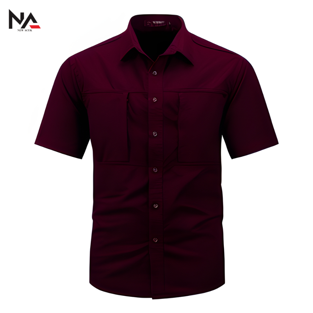 Kemeja Tactical Merah Maroon Lengan Pendek / Kemeja Tactical Pria / Kemeja Tactical Lengan Pendek / 