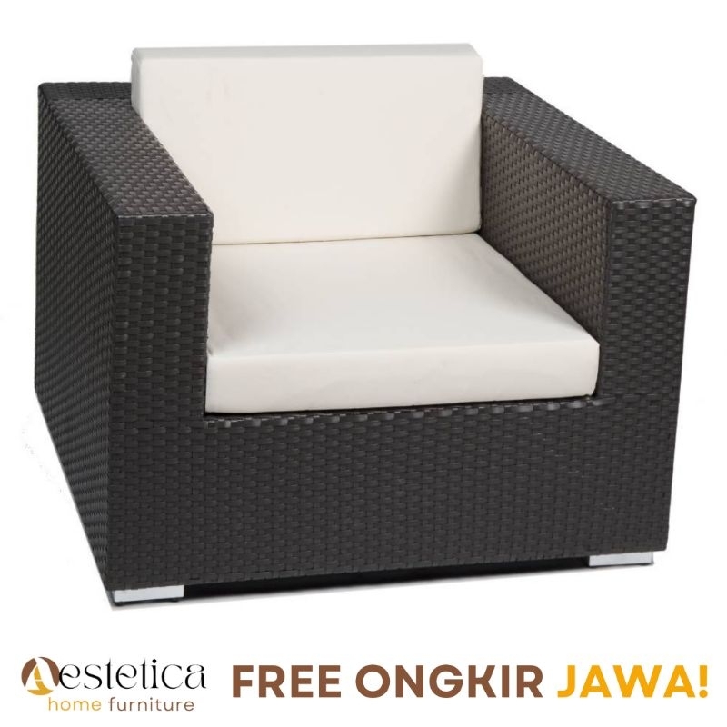 (FREE ONGKIR) SOFA ROTAN SINGLE / SOFA 1 SEATER ROTAN SINTETIS By Aestetica Furniture Surabaya