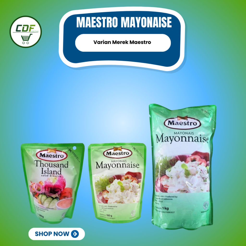 

Varian Mayonaise MAESTRO : Mayonaise Pouch 180g & 1kg, Thousand Island Pouch 180g/ Mayonais Kurang Lemak