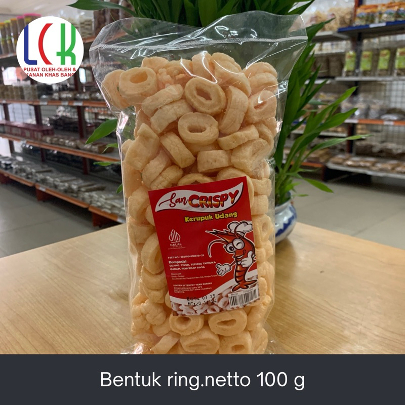 

krupuk udang bentuk ring merk San Crispy