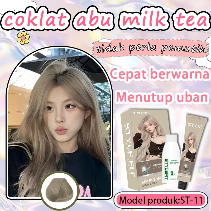 【Pengiriman cepat】  STYLE FIT cat rambut coklat abu milk tea *200ml Membuat kulit tampak cerah,Fashi