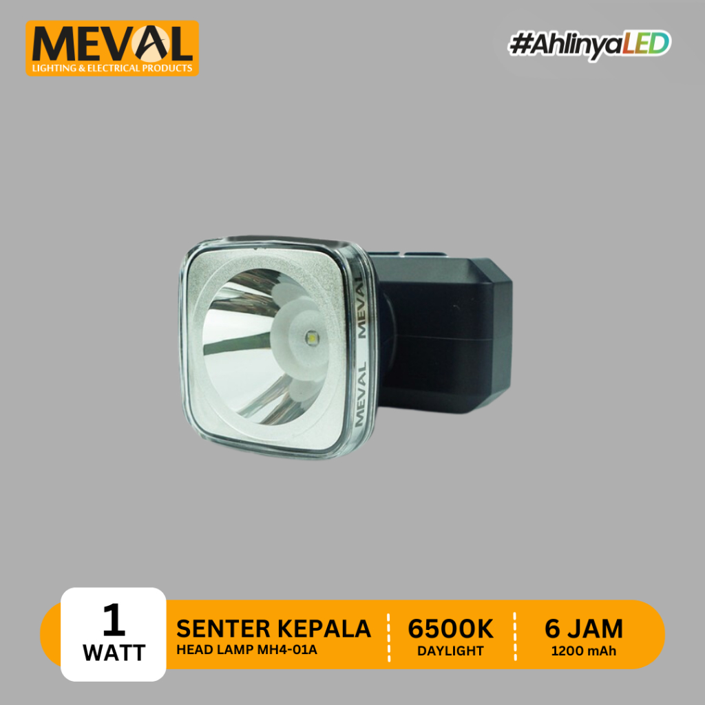 MEVAL Senter Kepala LED Head Lamp 1 Watt + Kabel USB - Putih MH4-01A