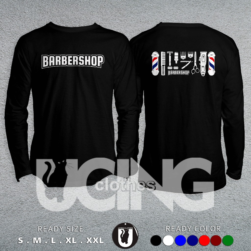 Kaos Baju Barbershop Vector Barbershop Equipment Lengan Panjang Kaos Distro