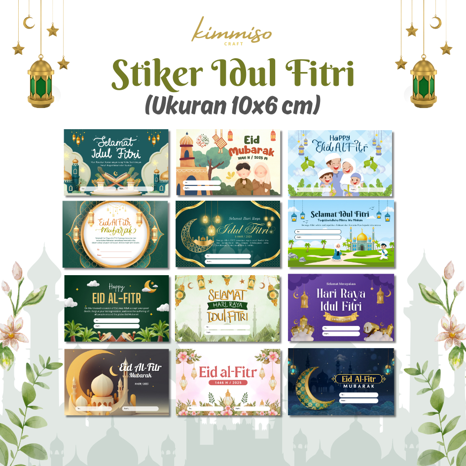 

[ Kimmiso ] Stiker Idul Fitri Isi 20 Lembar - Sticker Lebaran - Eid Al Fitr 10x6 cm