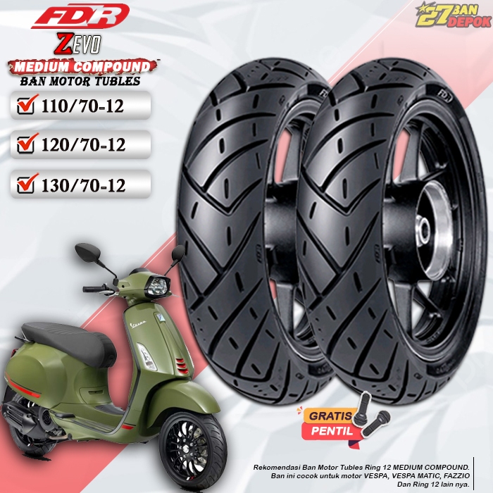 Ban Motor FDR Zevo Ring 12 Tubles Ban Motor Tubeless Vespa Scoopy Fazio Ring 12 Tubles