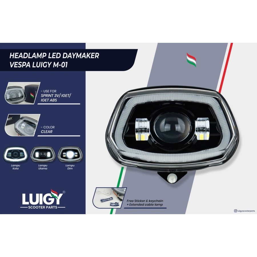Luigy - Headlamp Daymaker LED M 01 Vespa Sprint 3V IGET & S 125 IGET Facelift