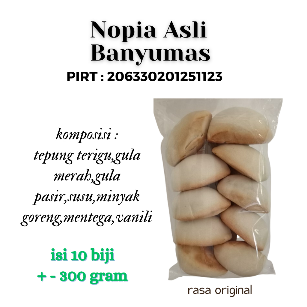 

Kue Kering Nopia Jumbo super Quality Rasa Gula Jawa Asli Banyumas isi 10 biji