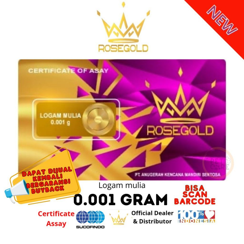 ROSE GOLD 0.001 Gr Logam Mulia Emas Mini Baby Gold