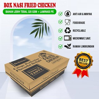 

50 pcs,dus YUMMY fried chicken+nasi,kotak makanan fried chicken,laminasi,kraft 325 gsm,lebih tebal,kuat,tidak mudah rusak,modern,praktis,higienis dan ekonomis