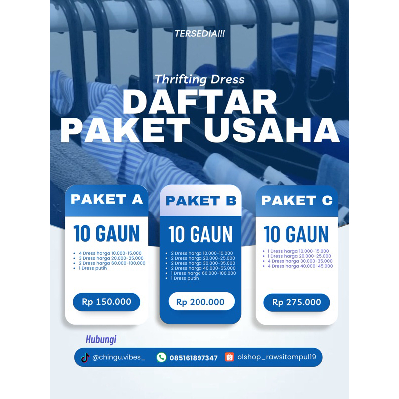 Thrifting / Preloved Dress Premium Paket Usaha A, B, dan C (Dress bisa pilih sendiri)