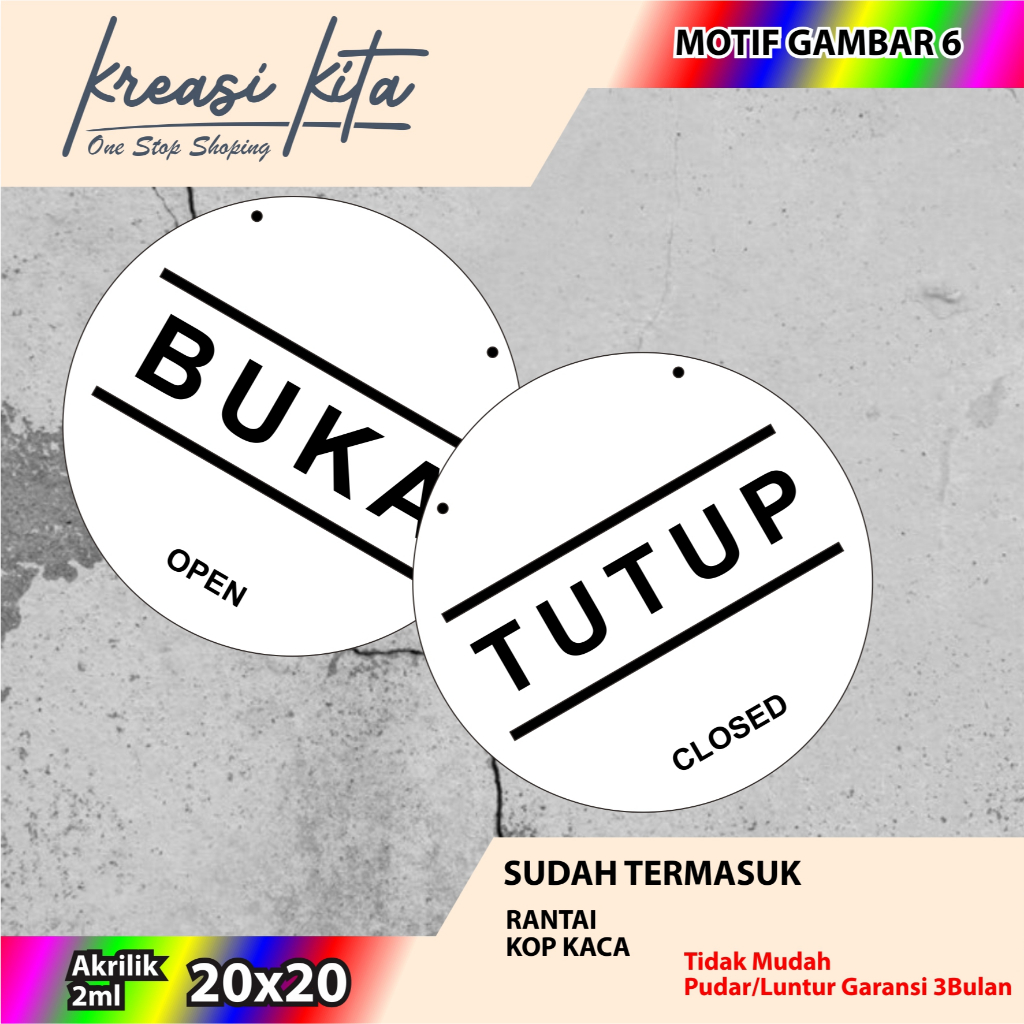 

AKRILIK OPEN CLOSE BULAT TIPE 5 ACRILYC CUSTOM SIGN ACRILYC