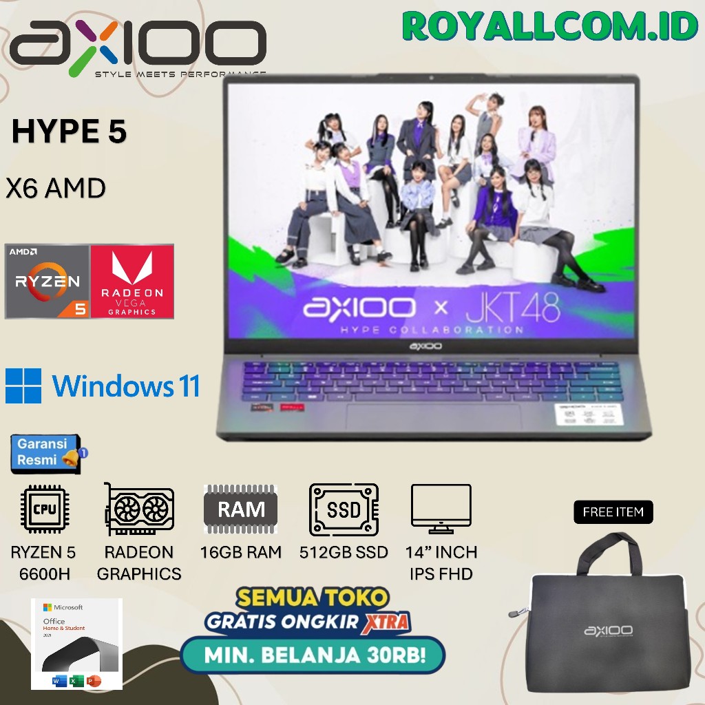 AXIOO HYPE 5 AMD X6 RYZEN 5 6600H 16GB 512GB W11