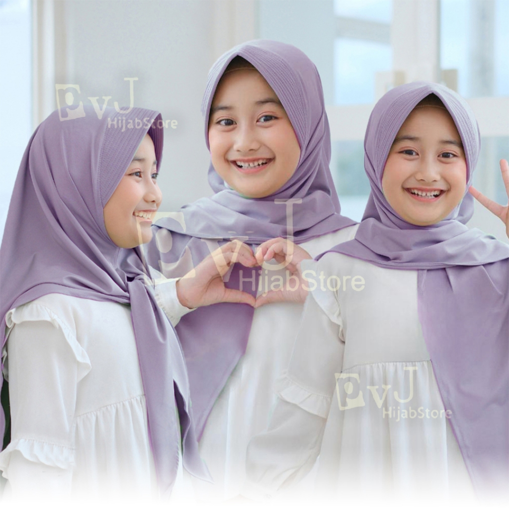 Hijab Jilbab Segitiga Instan Pad Jersey Anak Remaja 7 - 13 Tahun | Kerudung Segitiga Instan Anak