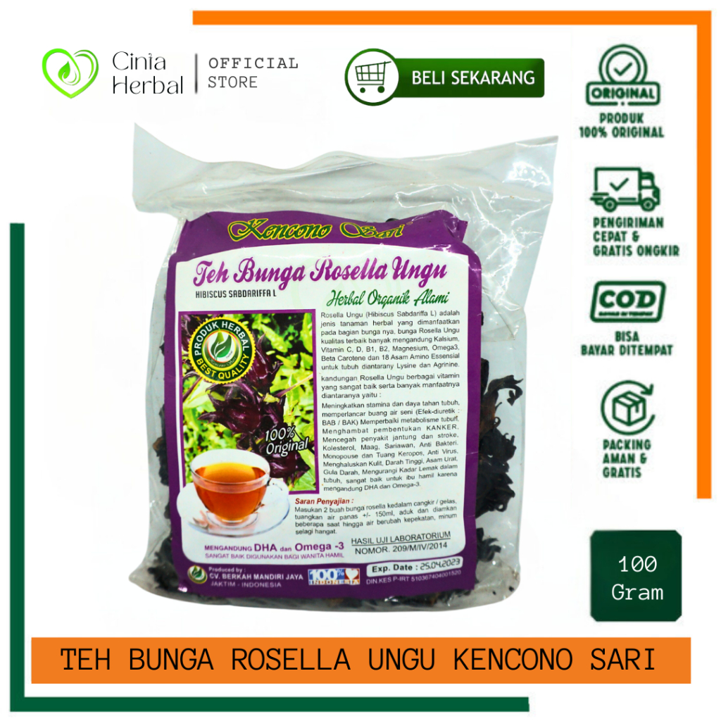 

Teh Bunga Rosella Ungu dan Merah Kencono Sari 100 gr ORIGINAL | Teh Rosela