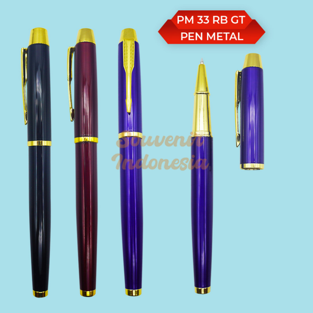 

Pen Metal Pulpen Stainless Bisa Custom Logo/Nama PM 33 RB GT