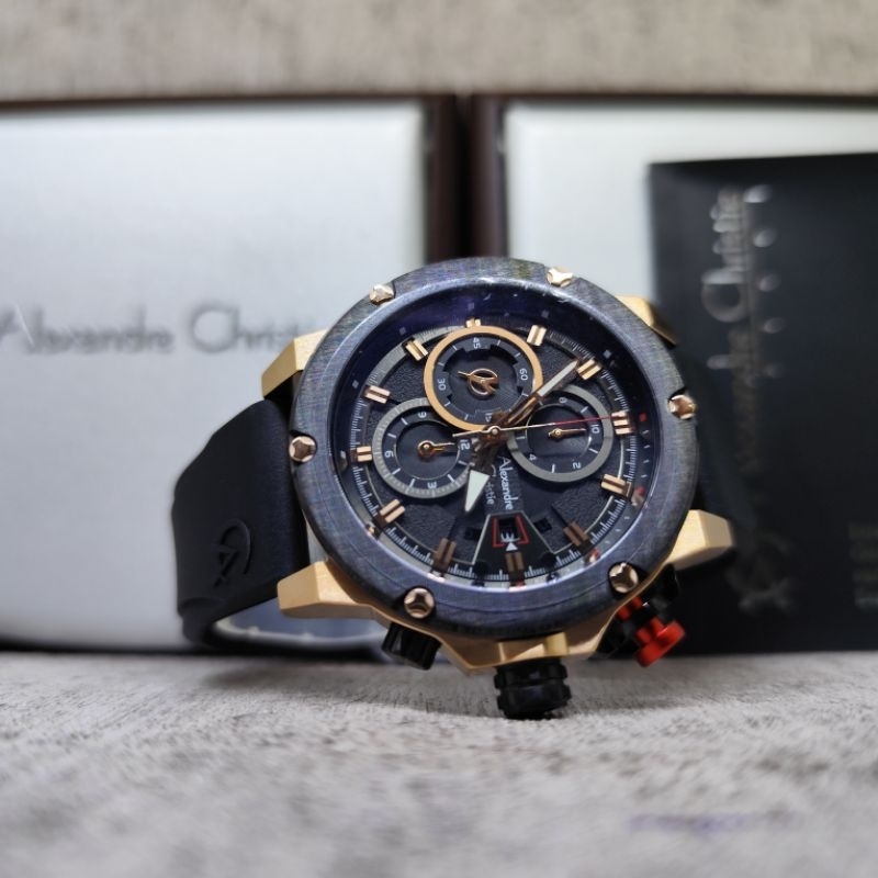 JAM TANGAN PRIA ALEXANDRE CHRISTIE 6491 GC RUBBER ORIGINAL
