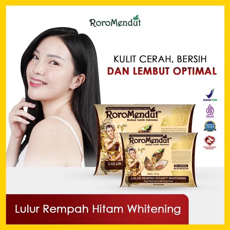 Lulur Rempah Hitam Whitening Roro Mendut Beauty | Lulur Whitening | Pencerah Wajah | Mengurangi Kome