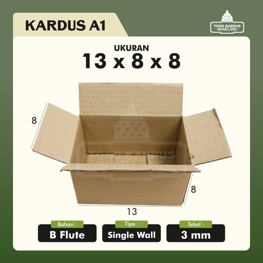 

Kardus Polos Karton Box Coklat DieCut 13 x 8 x 8
