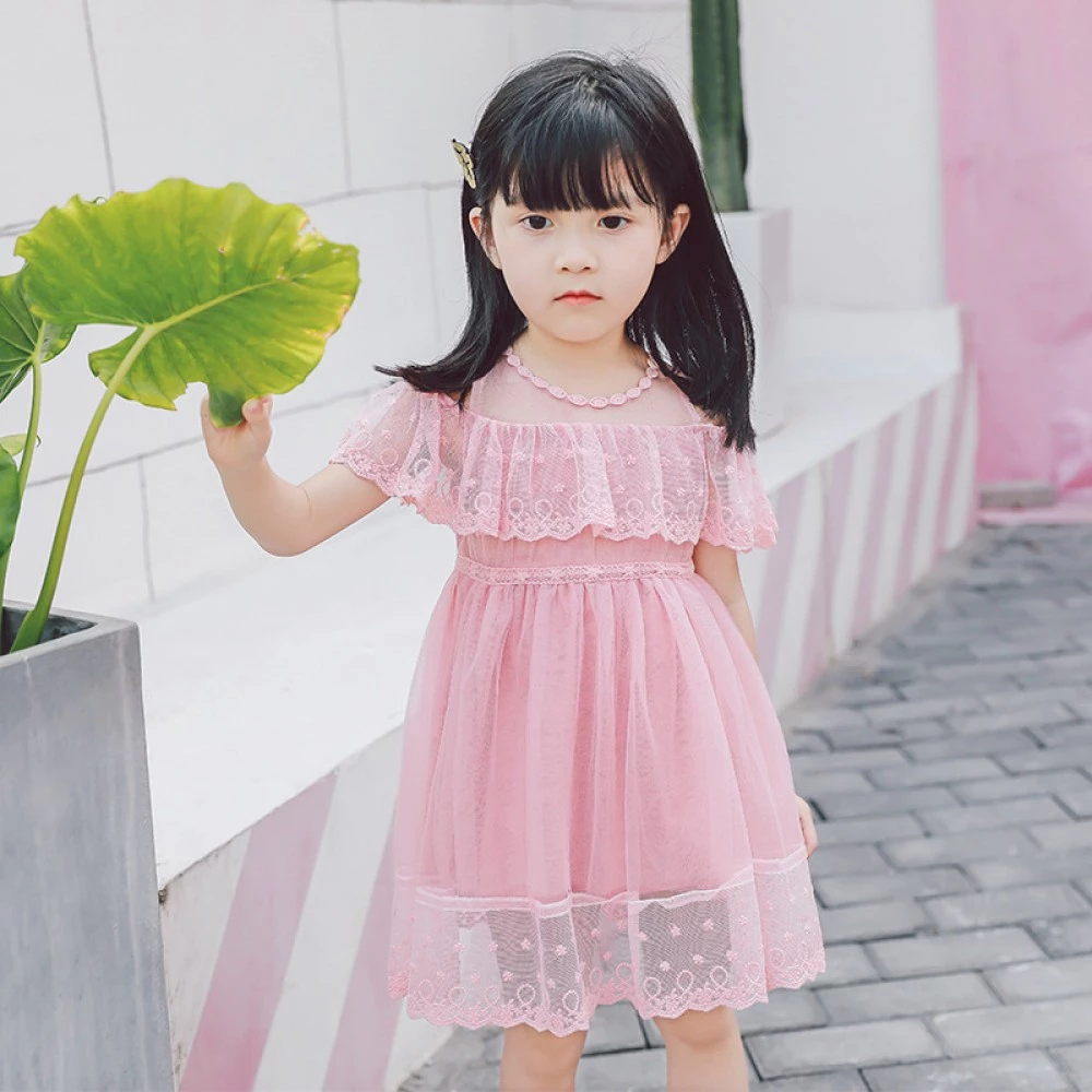 Gaun / Dress Anak Perempuan Gemoy Pink Lilac Ungu Lace 6 Bulan - 3 Tahun