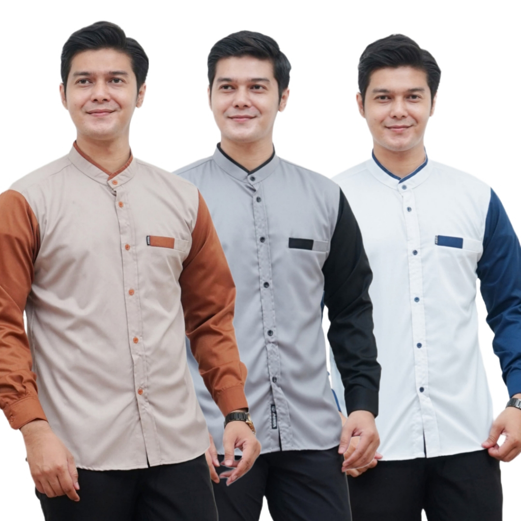 Baju Kemeja Koko Motif Ardan | Baju Koko Pria Dewasa Lengan Panjang - ABHA