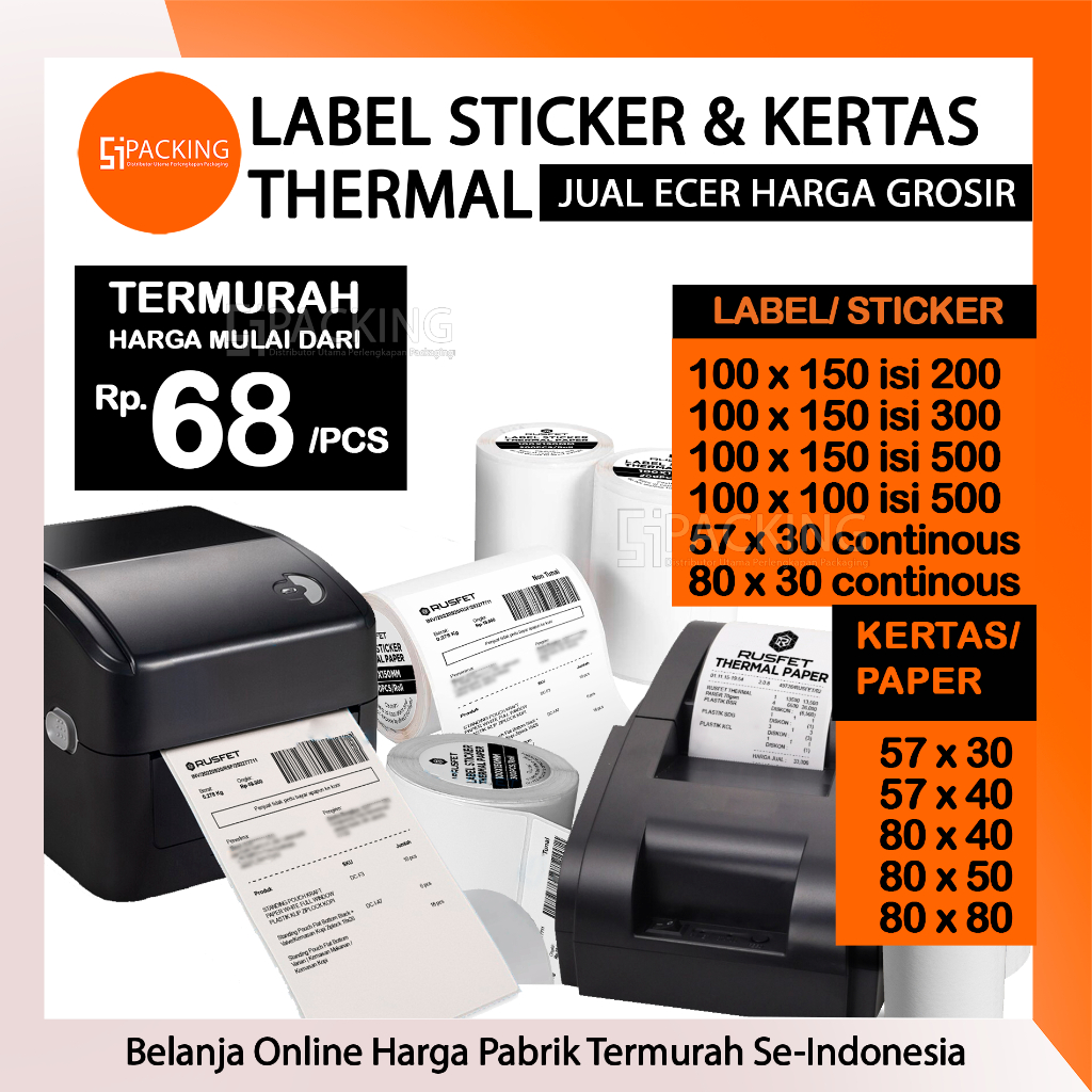 

Label Sticker Kertas Thermal Resi Lengkap Ukuran 100 x 150 , 100 x 100 , 80 x 30 57 x 30 , 57 x 40 , 80 x 40 , 80 x 50 , 80 x 80 Isi 200 300 500 Direct Kertas Olshop Paket Pengiriman Roll Printer Stiker Termal Waterproof 100x150 Gulung Roll PCS