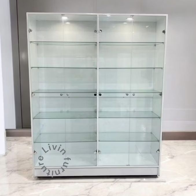 lemari pajangan 4 pintu kaca