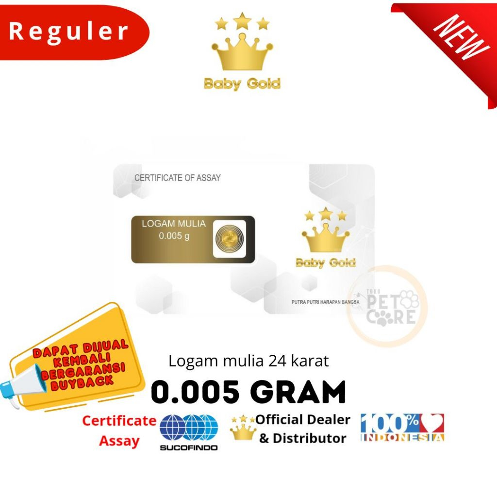 BABY GOLD 0.005 Gram Logam Mulia Emas MIni
