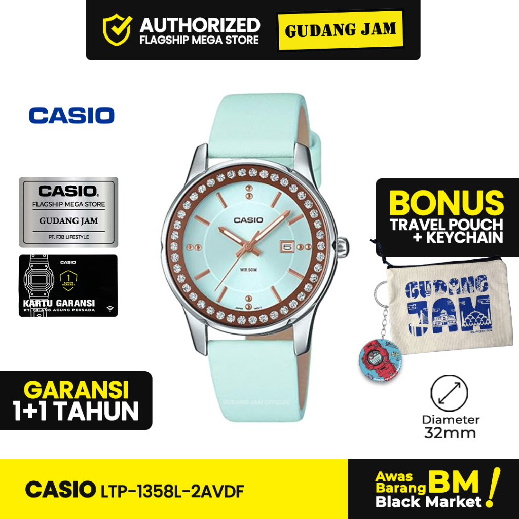 Jam Tangan Casio LTP-1358L-2AVDF LTP-1358L-2A Analog Leather Original