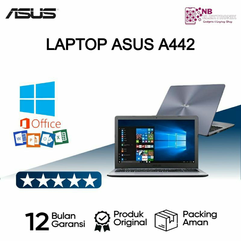 Laptop Asus A442U Intel Core i5-gen8 | 2GB Nvidia | 4GB | 1TB | Win10 | FREE OFFICE | FREE TAS & MOU