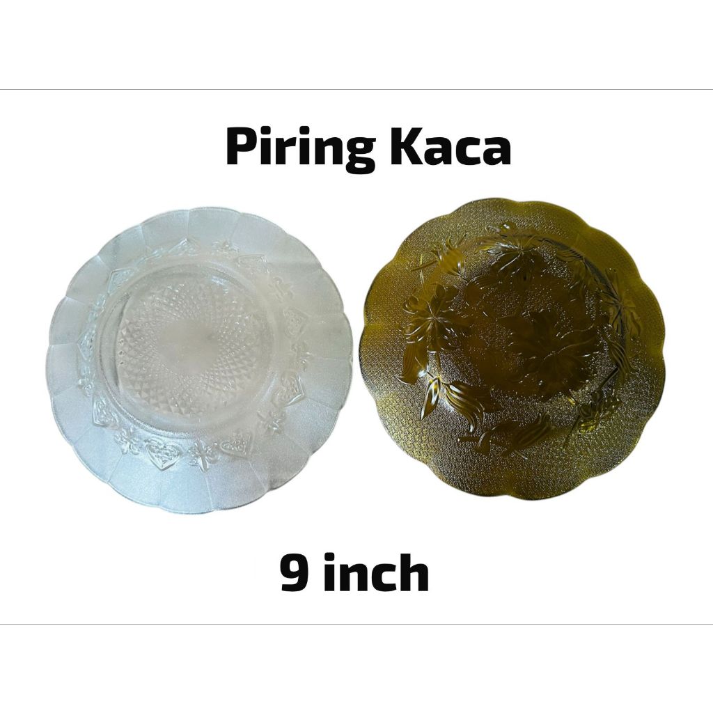CUCI GUDANG Piring Kaca Motif Murah Satuan 9" 9 inch / Piring Makan Beling - Piring Kaca / Piring Ma