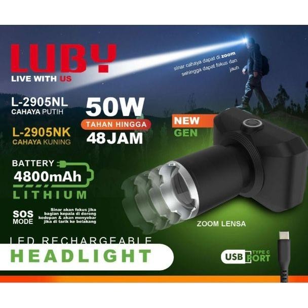 Senter Kepala ZOOM LUBY / Headlamp Zoom LUBY L2905/2905/L-2905