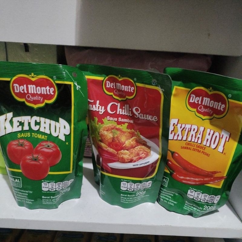 

Delmonte saus ex. hot/tasty chili/saus tomat 200gr pouch