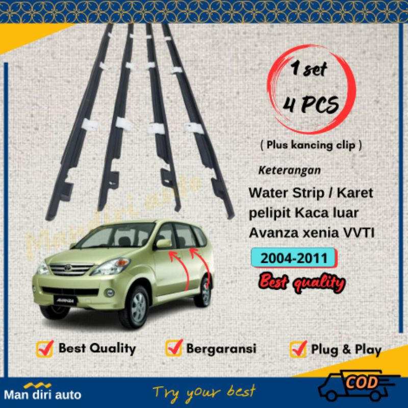 Karet Pelipit Kaca Luar |  Water Strip Kaca Mobil Avanza Old / Avanza Xenia vvti tahun 2004-2011