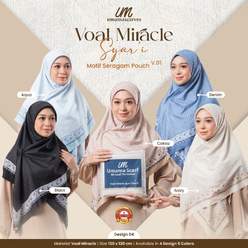 Hijab segi empat syar'i motif umama jumbo pouch