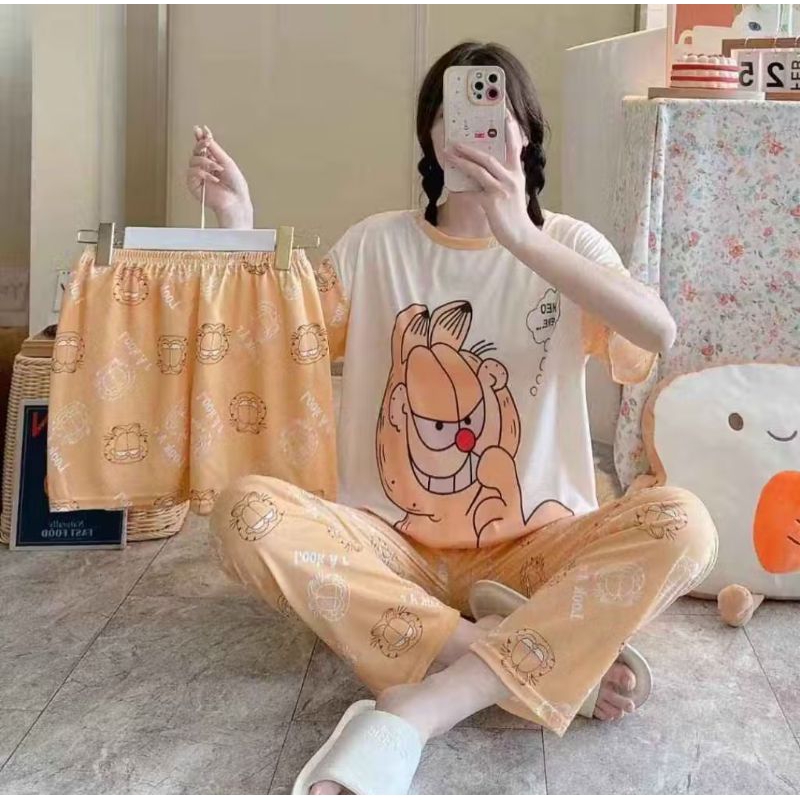 Piyama Import Garfield 3in1 Dewasa