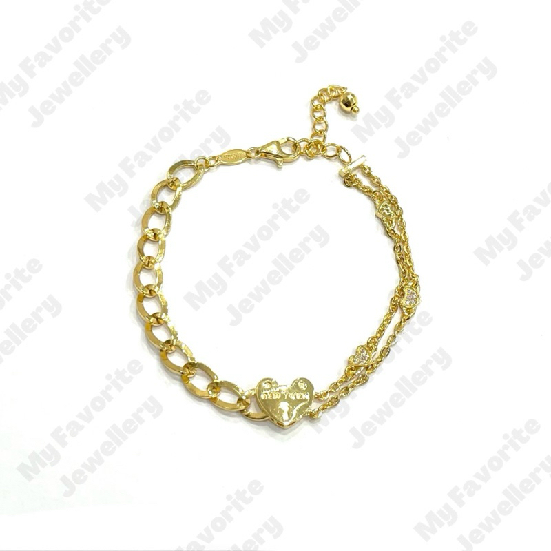 Gelang Cantik Love Model Mocca Fancy Double EMAS ASLI Kadar 875 20K