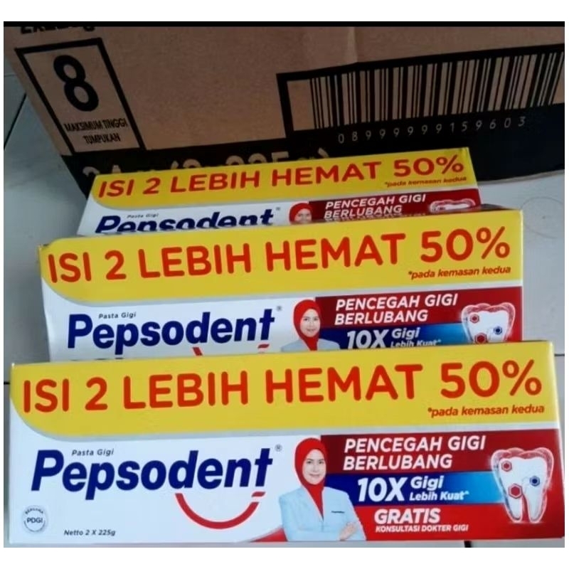 Expired 2026 Pasta Gigi Pepsodent 225 Gr isi 2 / Pasta Gigi Pepsodent 225 Gr x 2 Pcs / Pepsodent 2x2