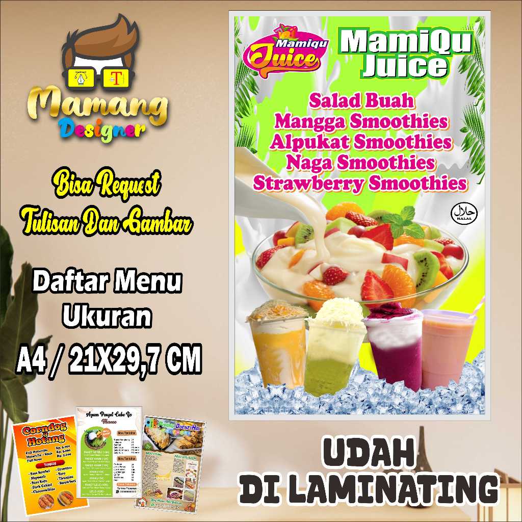

Cetak Poster Daftar Menu Salad Buah dan Minuman Bahan Kuat