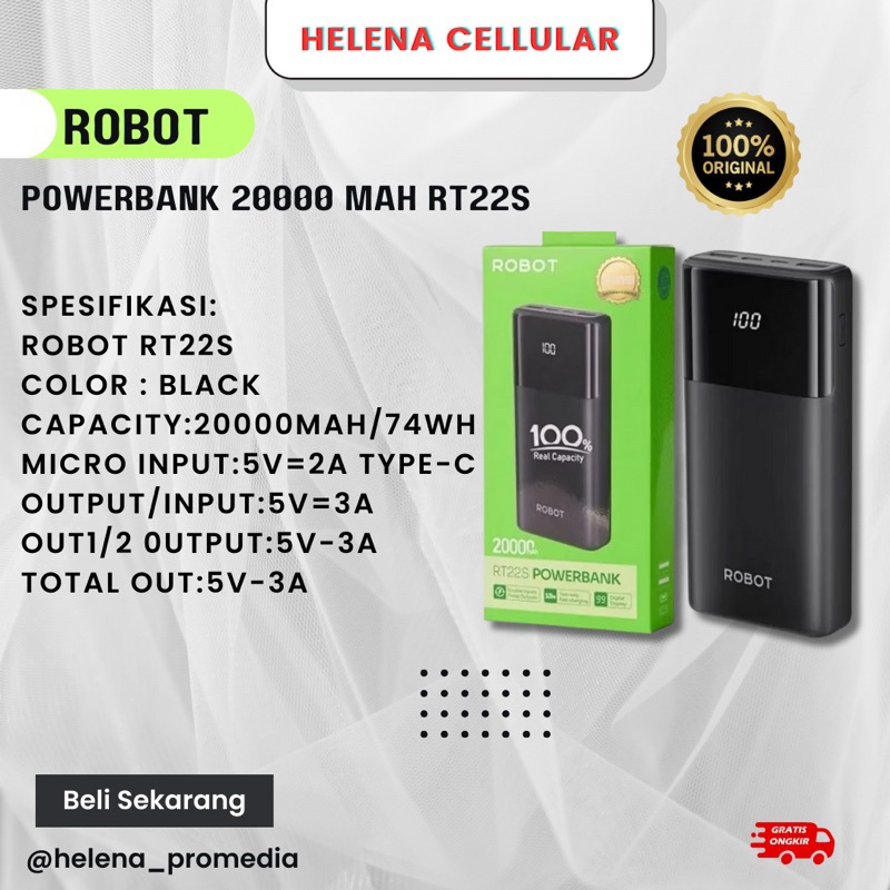 Powerbank Robot RT22S 20000 MAH