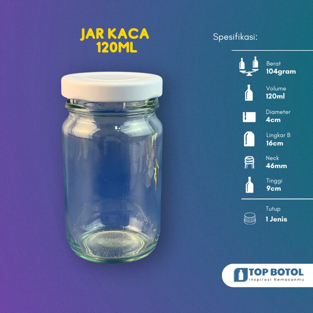 (Paket isi 12pcs) Toples Jar Botol Kaca 120 ml 130 ml Baru Murah Botol silinder kaca 120 ml BARU + t