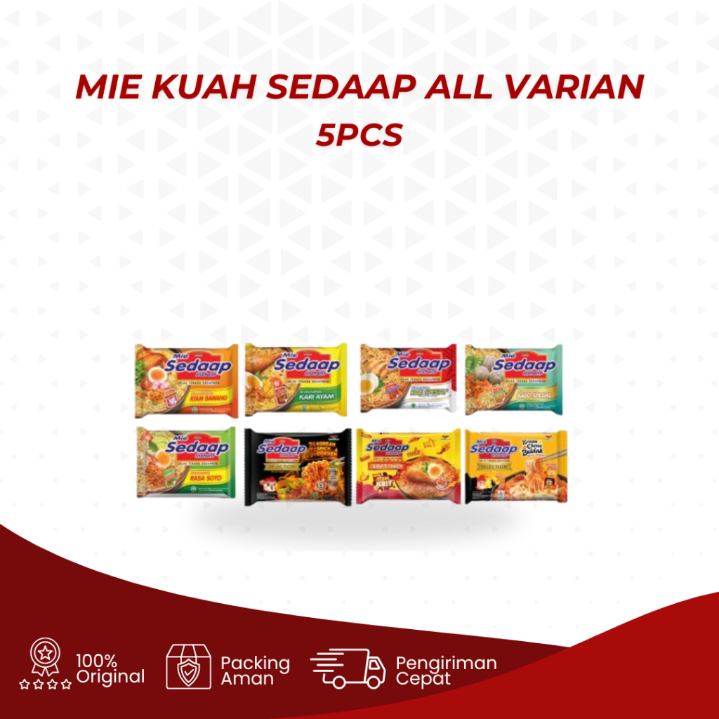 

Mie Sedaap Kuah 1 Paket All Varian ( 5pcs )