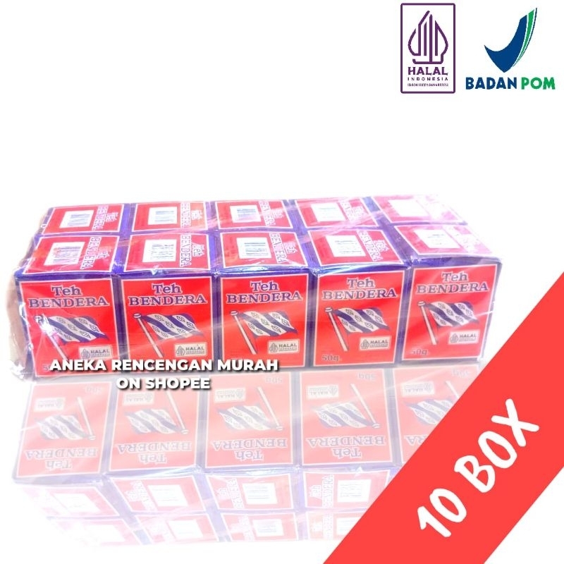 

Teh Bubuk Teh Bendera 1 Pack Isi 10 Box (50g/Box)