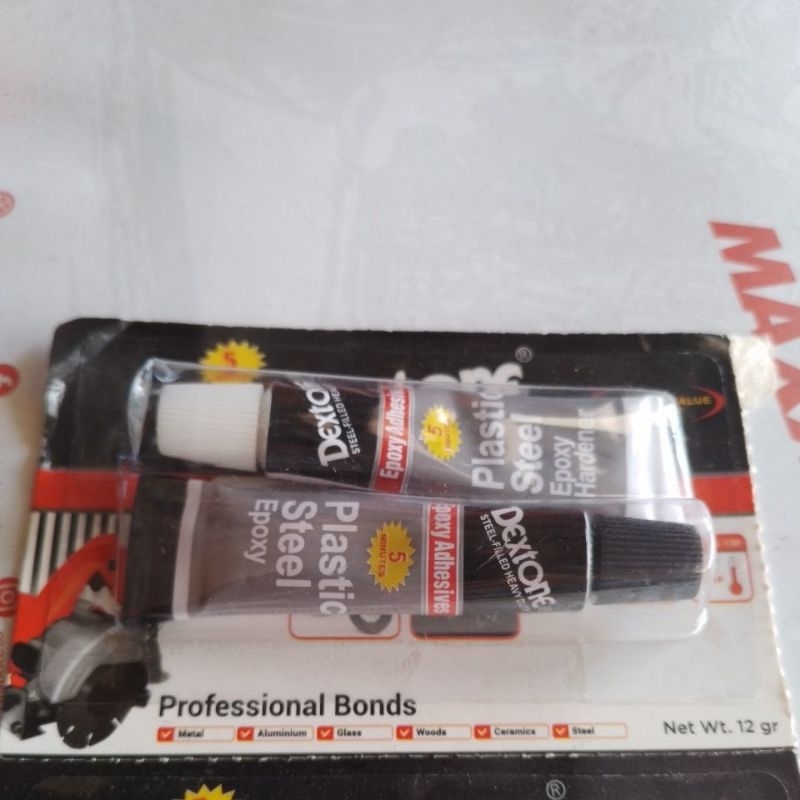 

plastic steel epoxy plastikstil lem besi/alpakah hitam & putih 5menit