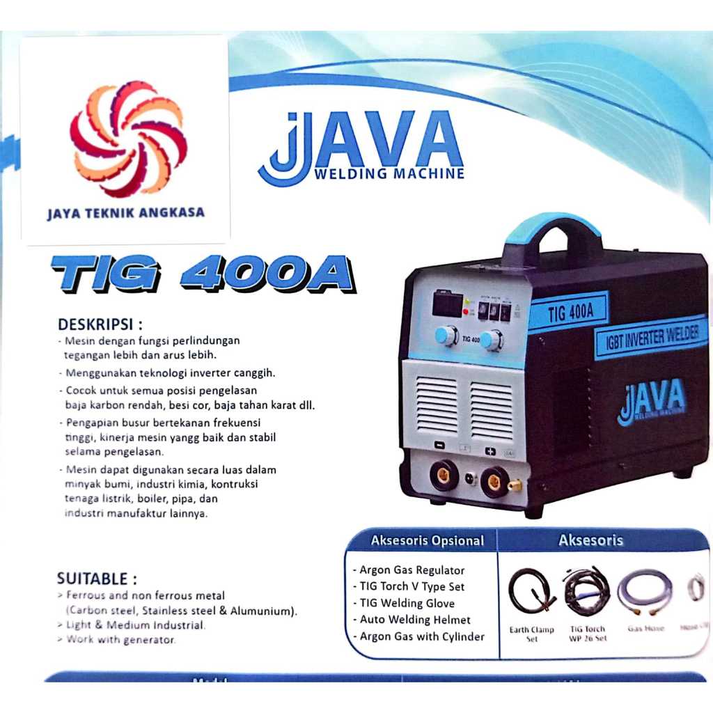 MESIN LAS TIG 400 A JAVA WELDING PERLENGKAPAN LAS