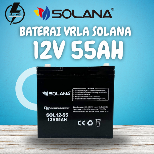 BATERAI SOLANA 12V 55AH AKI UPS SOLANA AKI SOLAR PANEL BATERAI VRLA - SOLANA 12V 55AH