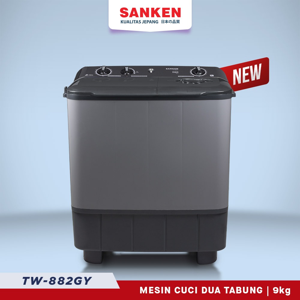 Sanken Mesin Cuci 2 Dua Tabung TW-882GY Twin Tub 9Kg Silver